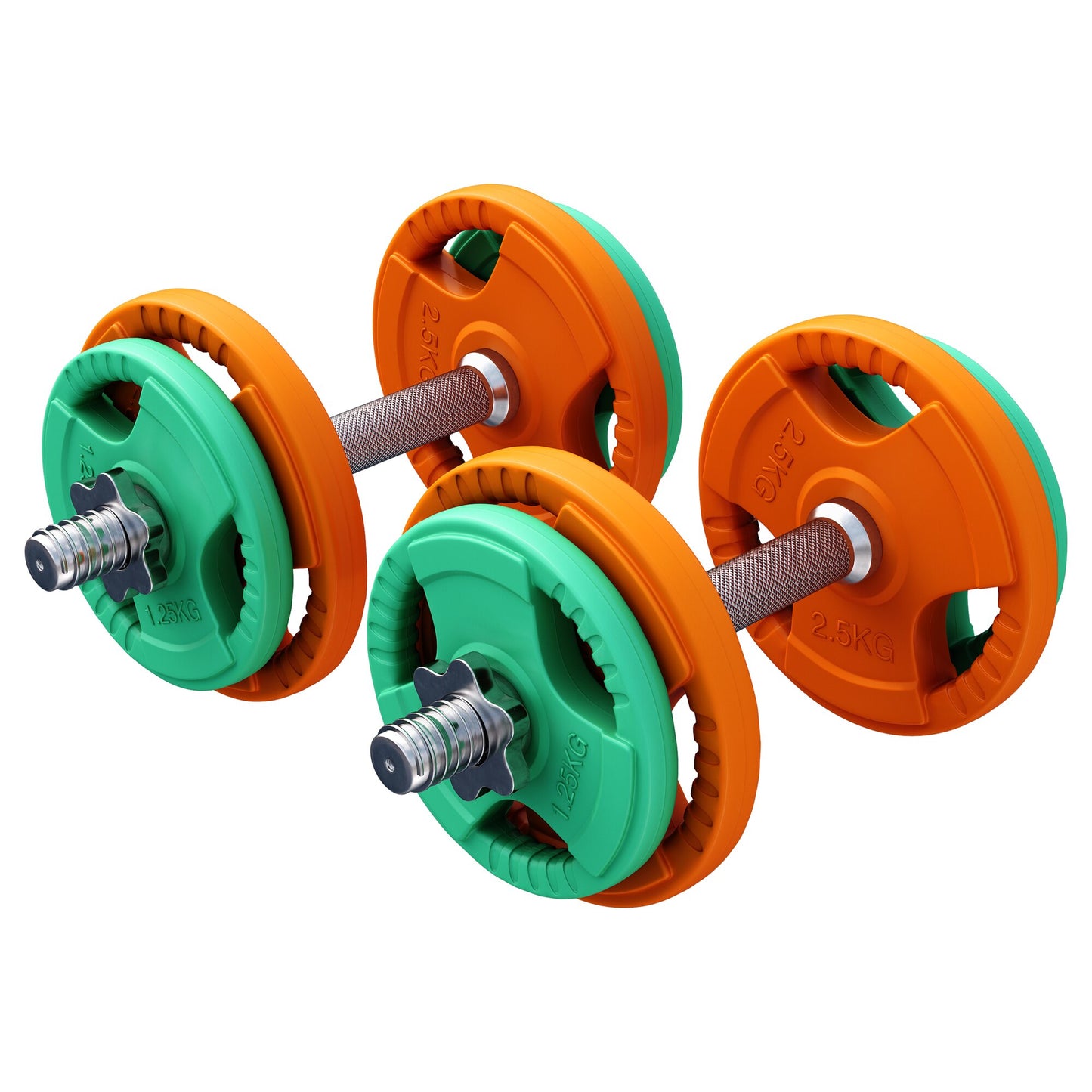 Set d'haltères courts en caoutchouc grip 20 kg avec stop-disques
