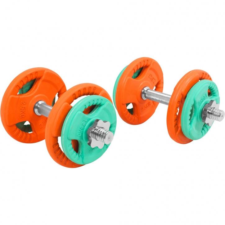 Set d'haltères courts en caoutchouc grip 20 kg avec stop-disques - Gorilla Sports France