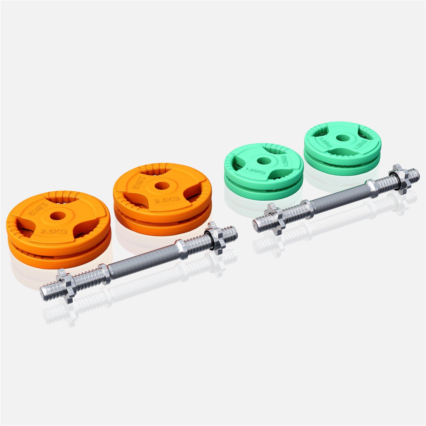 Set d'haltères courts en caoutchouc grip 20 kg avec stop-disques