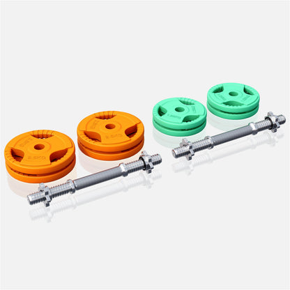 Set d'haltères courts en caoutchouc grip 20 kg avec stop-disques