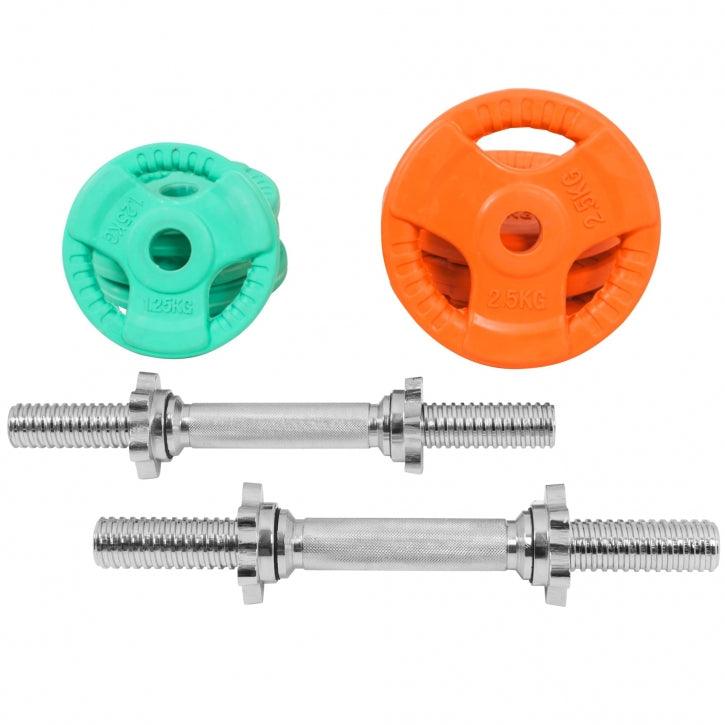 Set d'haltères courts en caoutchouc grip 20 kg avec stop-disques - Gorilla Sports France
