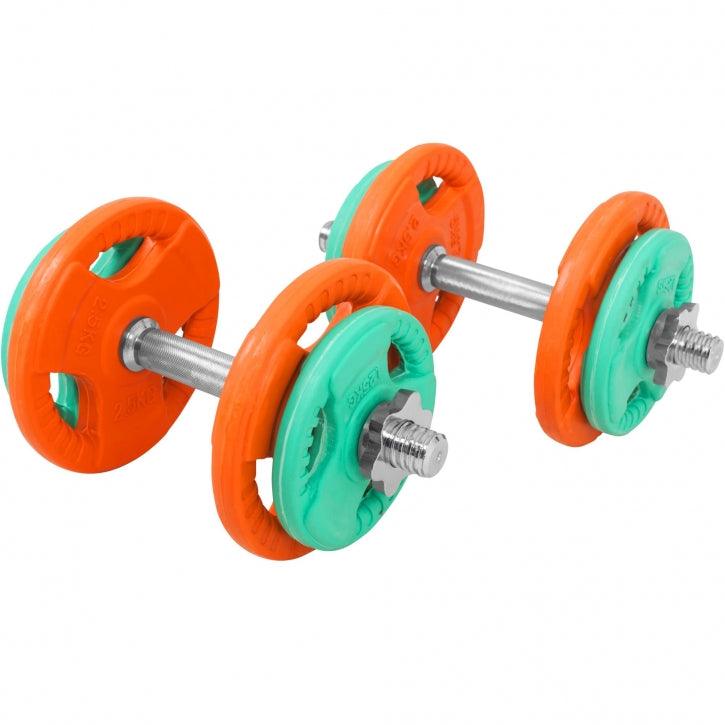Set d'haltères courts en caoutchouc grip 20 kg avec stop-disques - Gorilla Sports France