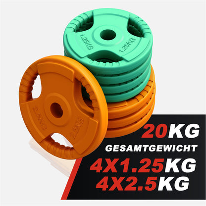Set d'haltères courts en caoutchouc grip 20 kg avec stop-disques