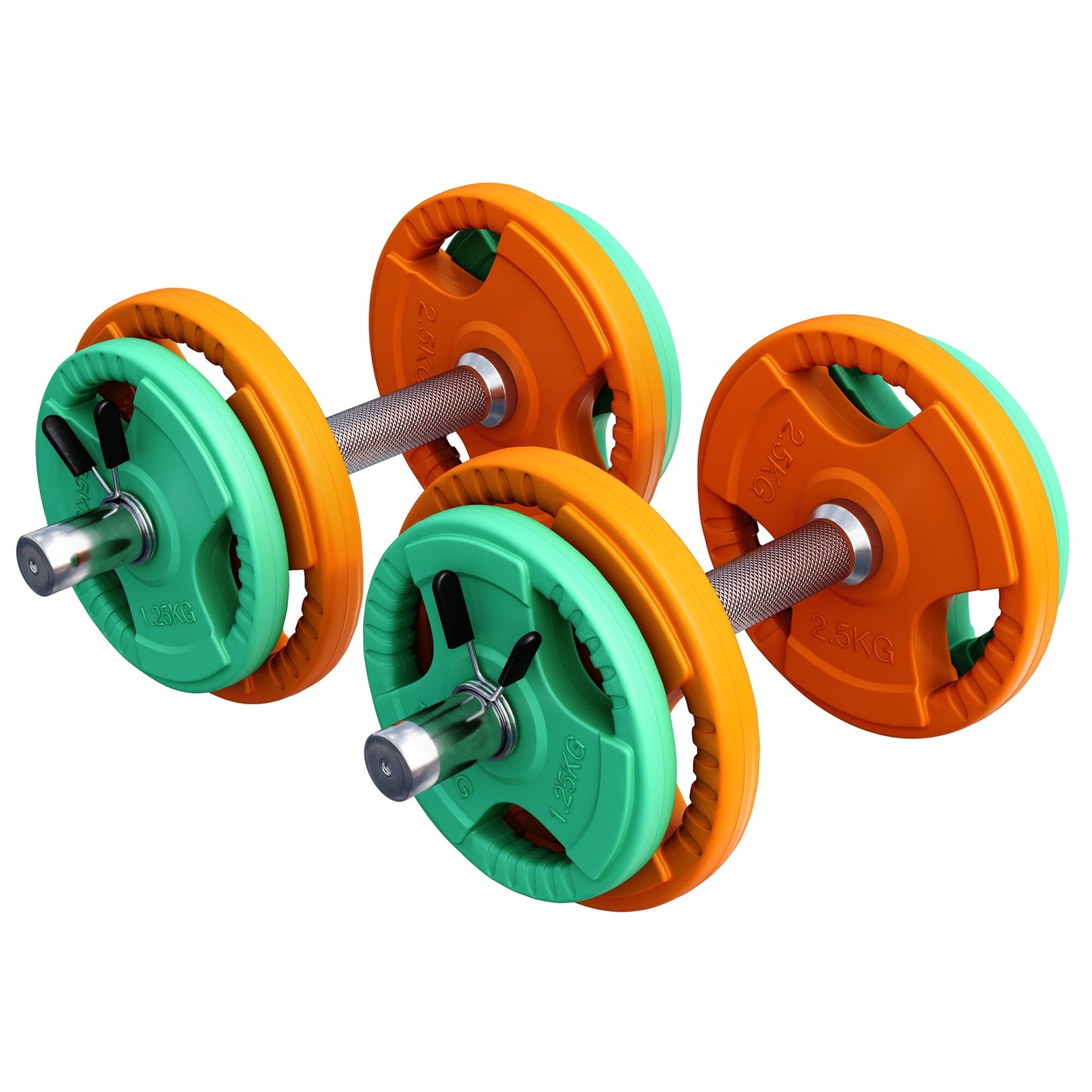 Set d'haltères courts en caoutchouc grip 20 kg avec stop-disques