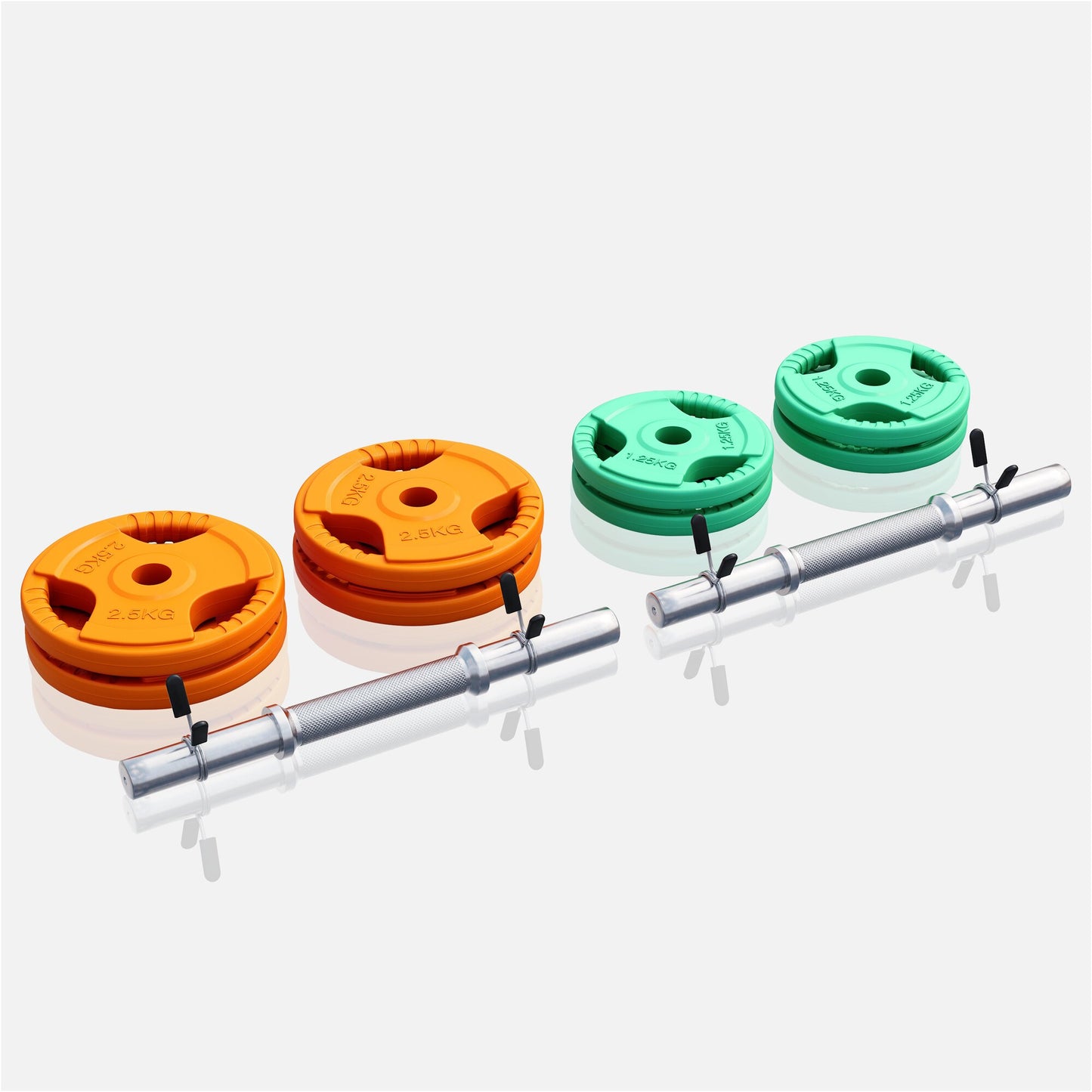 Set d'haltères courts en caoutchouc grip 20 kg avec stop-disques