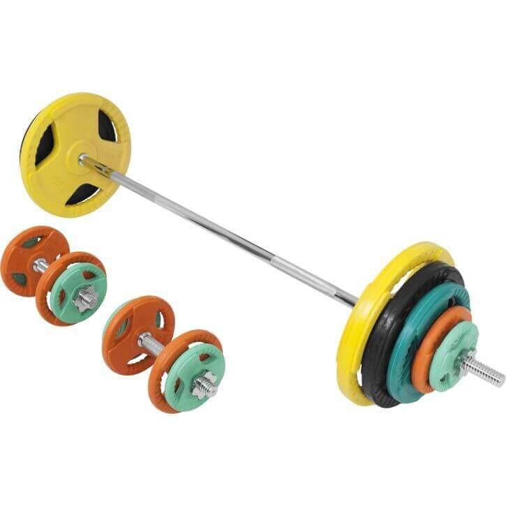 Set d’haltères en caoutchouc avec grip 100 kg - Gorilla Sports France