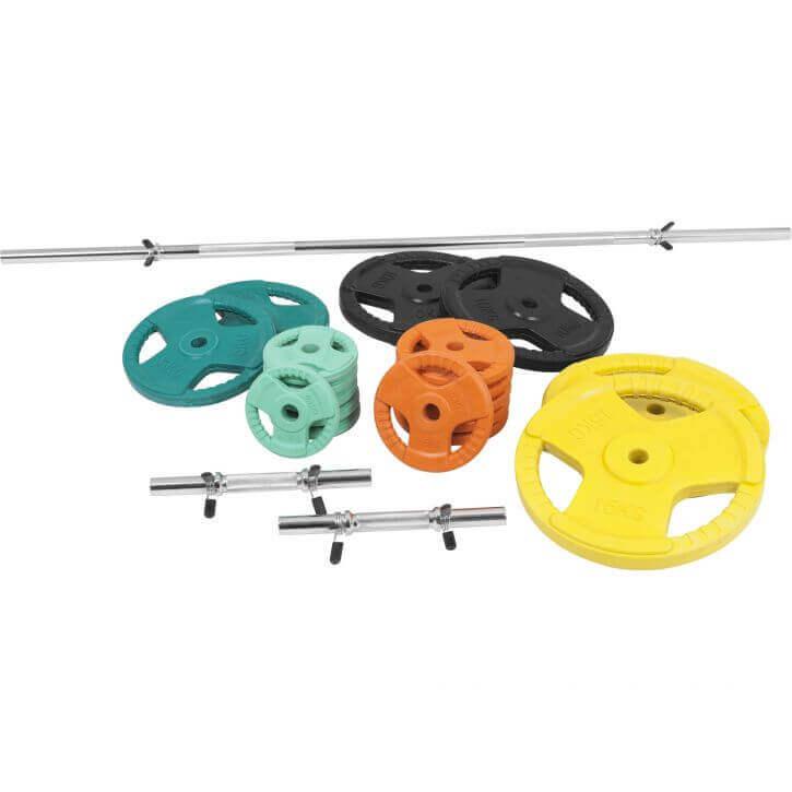 Set d’haltères en caoutchouc avec grip 100 kg - Gorilla Sports France