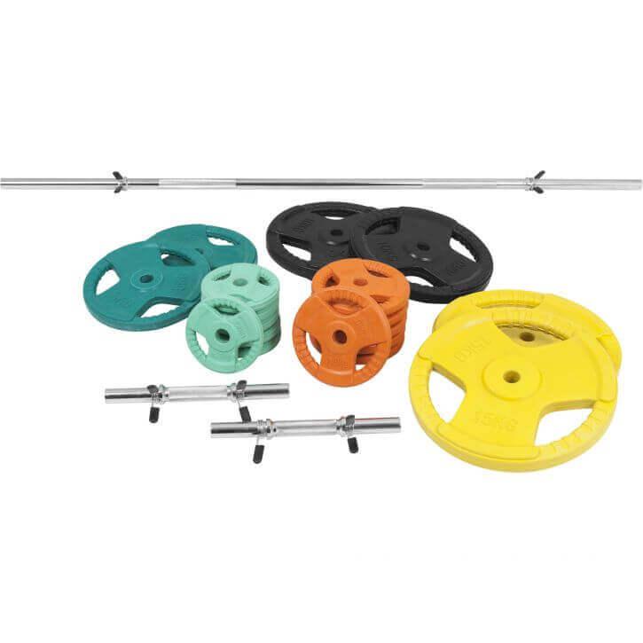 Set d’haltères en caoutchouc avec grip 100 kg - Gorilla Sports France