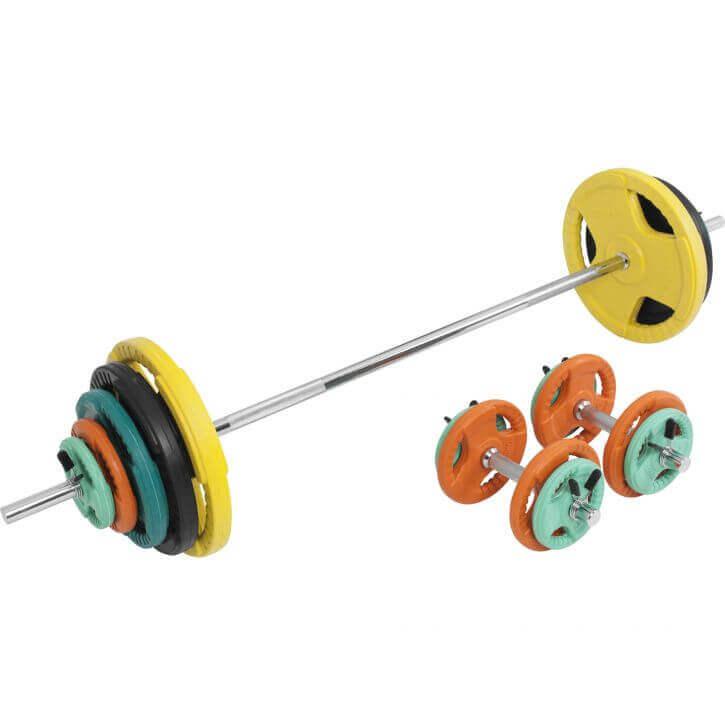 Set d’haltères en caoutchouc avec grip 100 kg - Gorilla Sports France