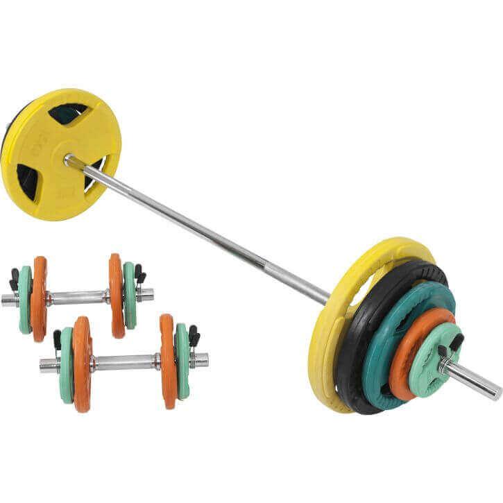 Set d’haltères en caoutchouc avec grip 100 kg - Gorilla Sports France
