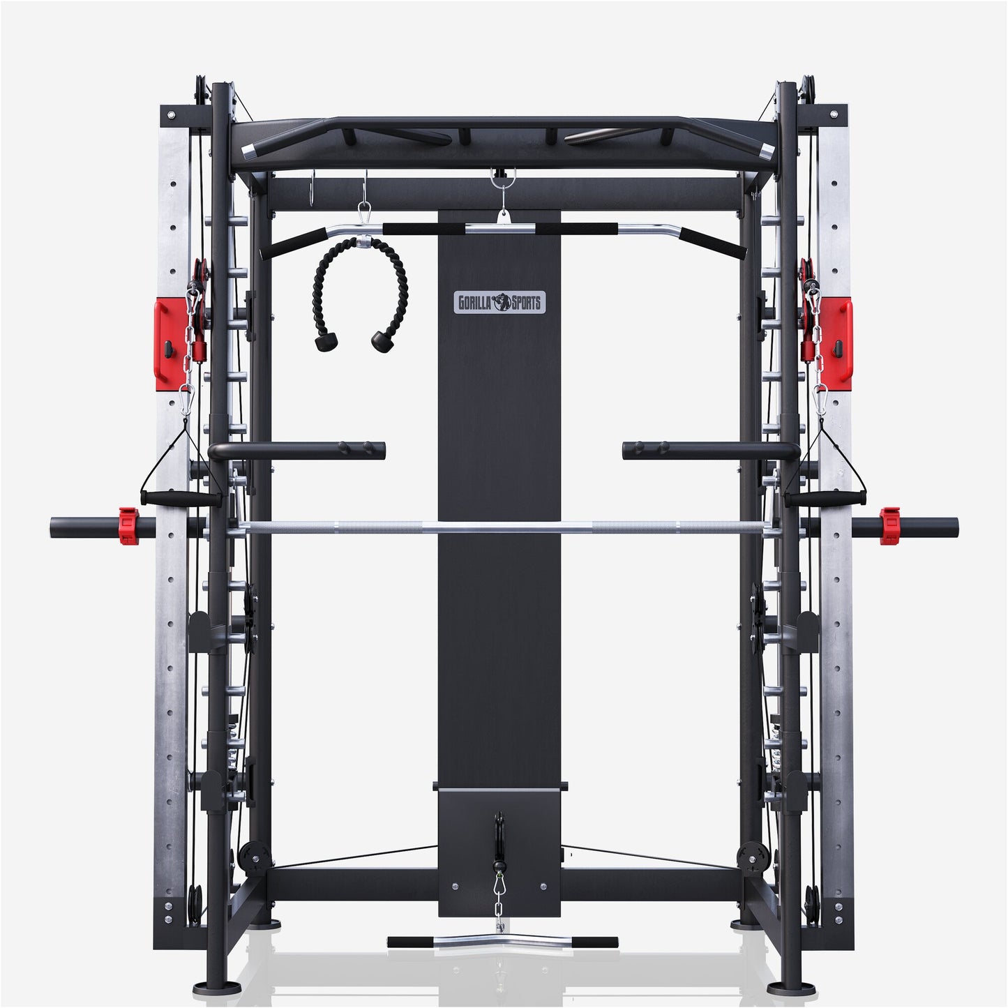 Smith machine multifonction avec câbles et poulies