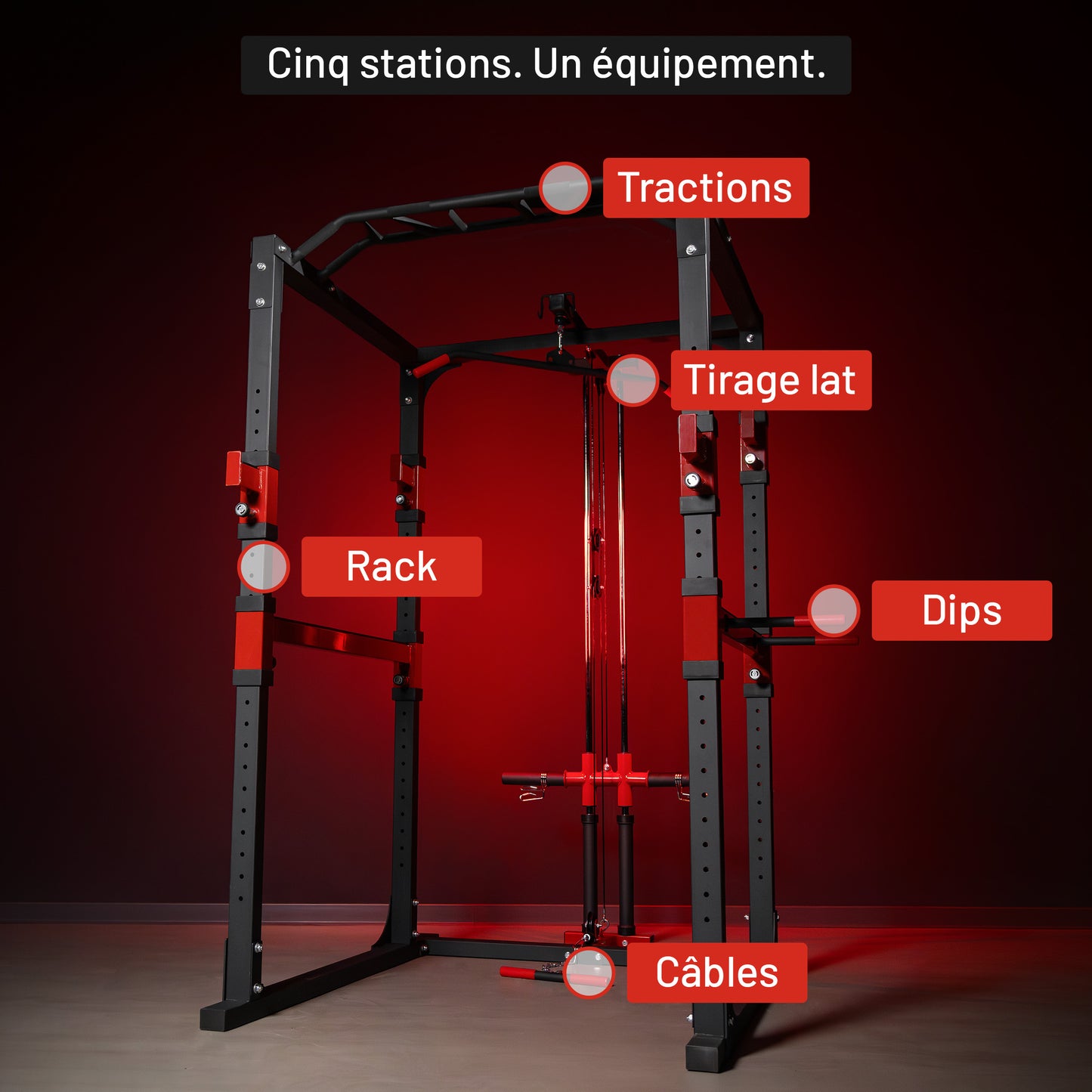 Cage de musculation Power Rack avec poulie intégrée
