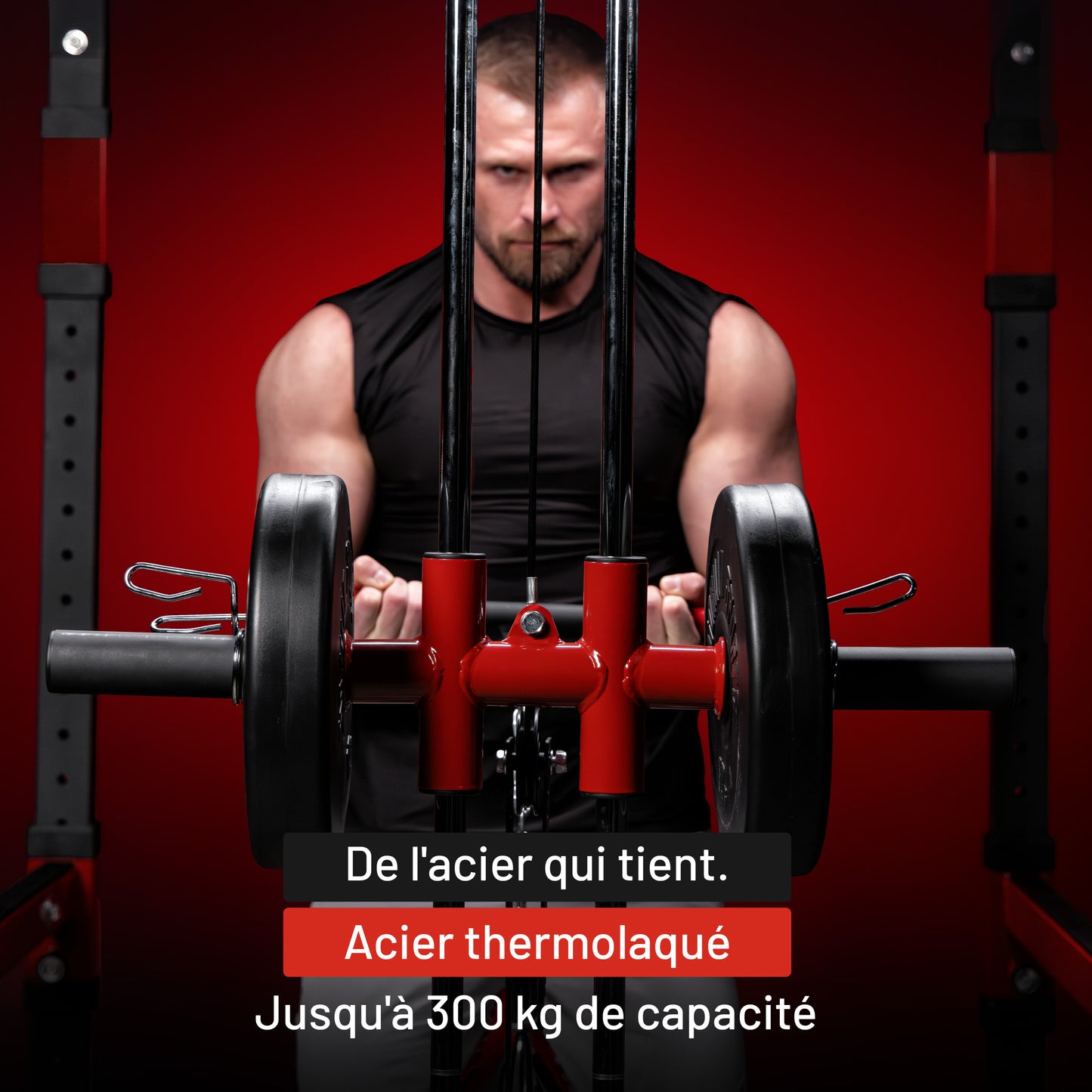 Cage de musculation Power Rack avec poulie intégrée