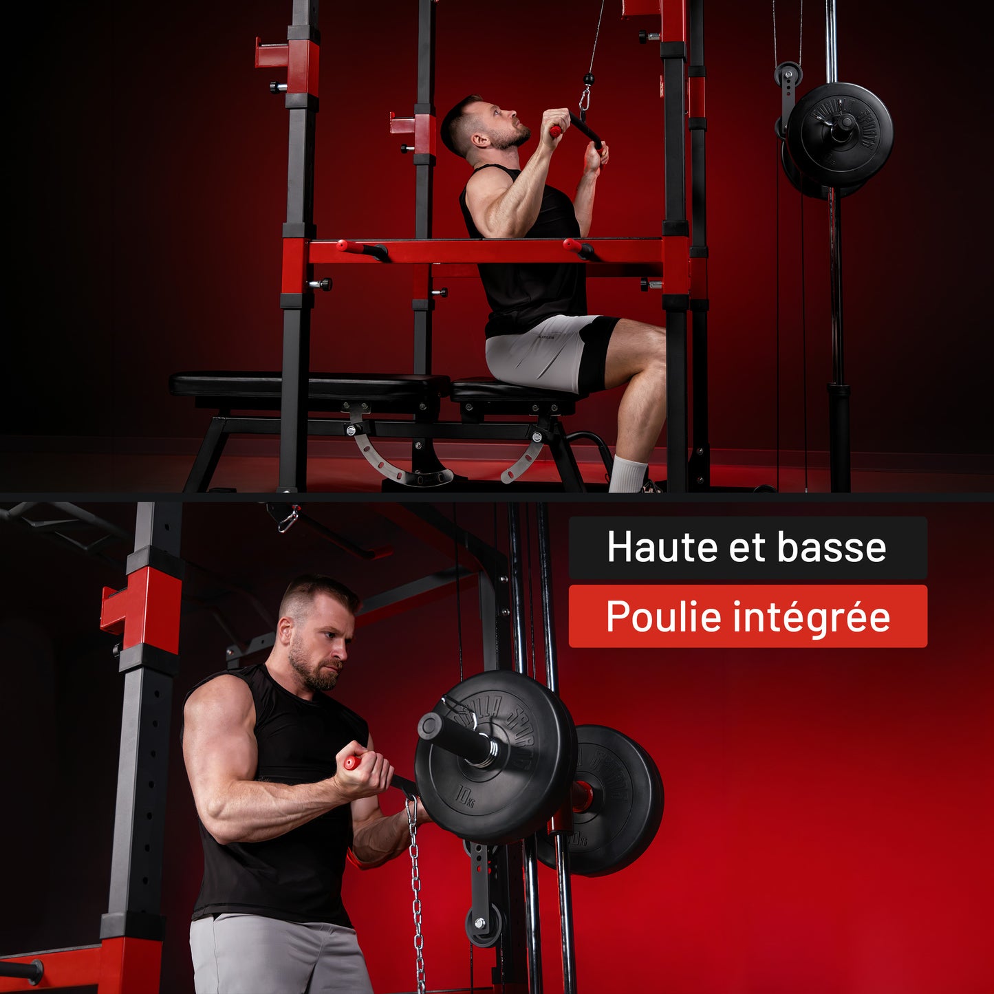 Cage de musculation Power Rack avec poulie intégrée