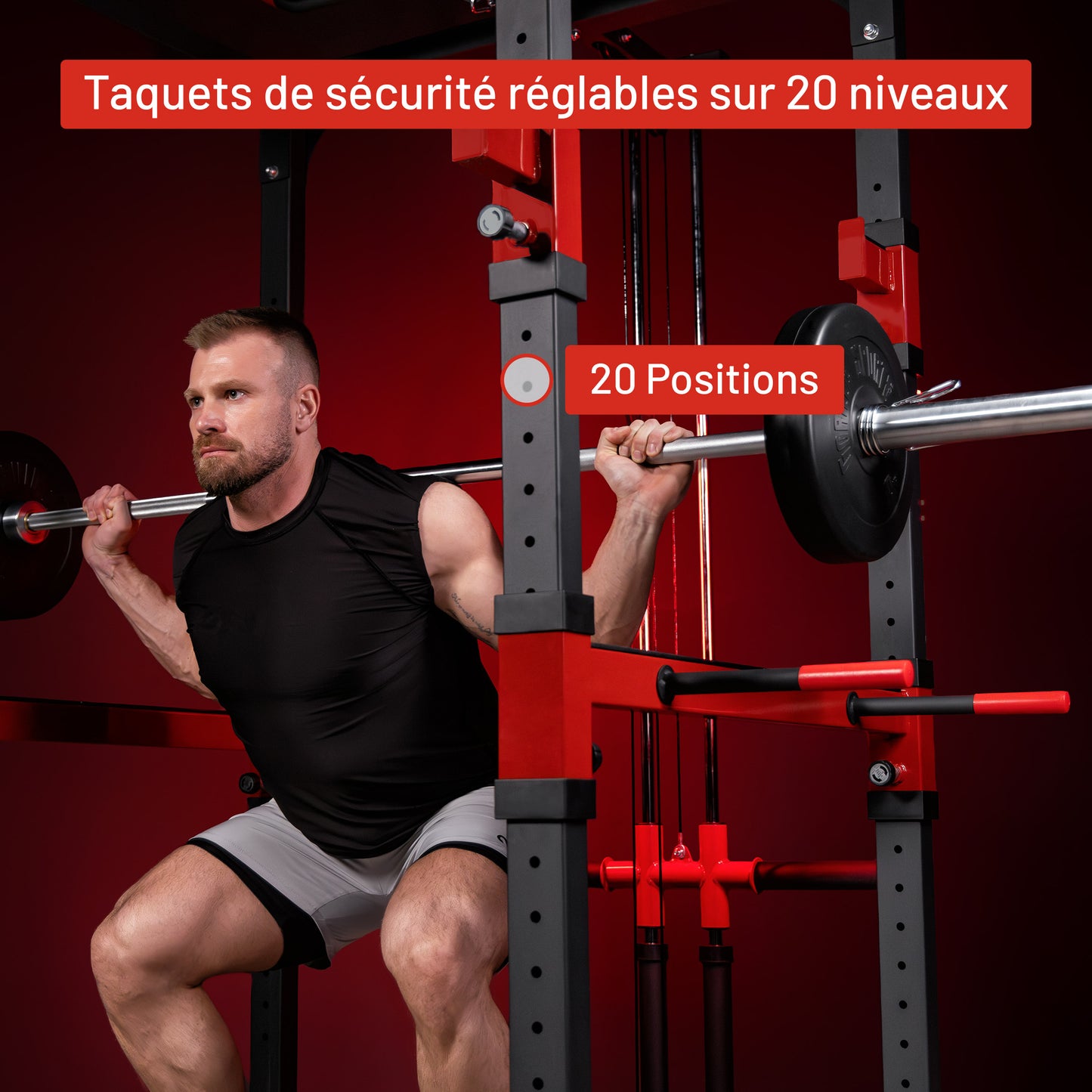 Cage de musculation Power Rack avec poulie intégrée