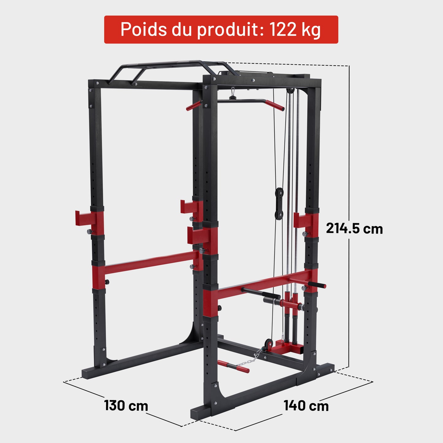 Cage de musculation Power Rack avec poulie intégrée