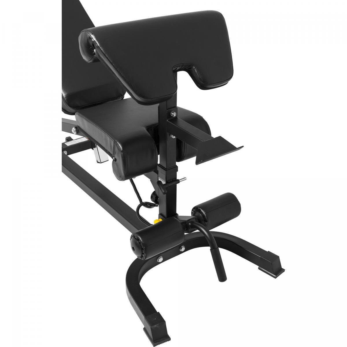 Banc inclinable réglable avec extension de jambe et pupitre à biceps - Gorilla Sports France