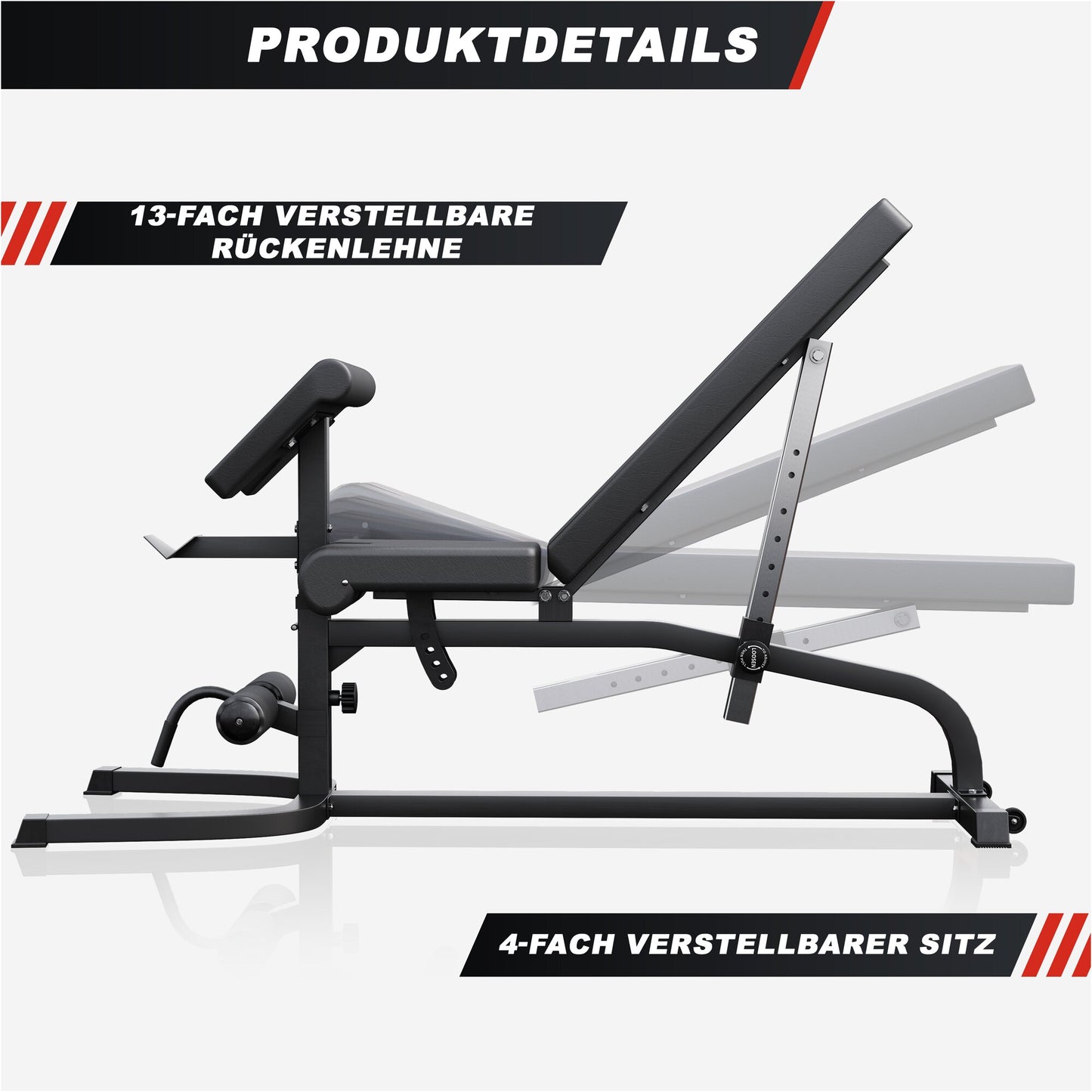 Banc inclinable réglable avec extension de jambes et pupitre à biceps