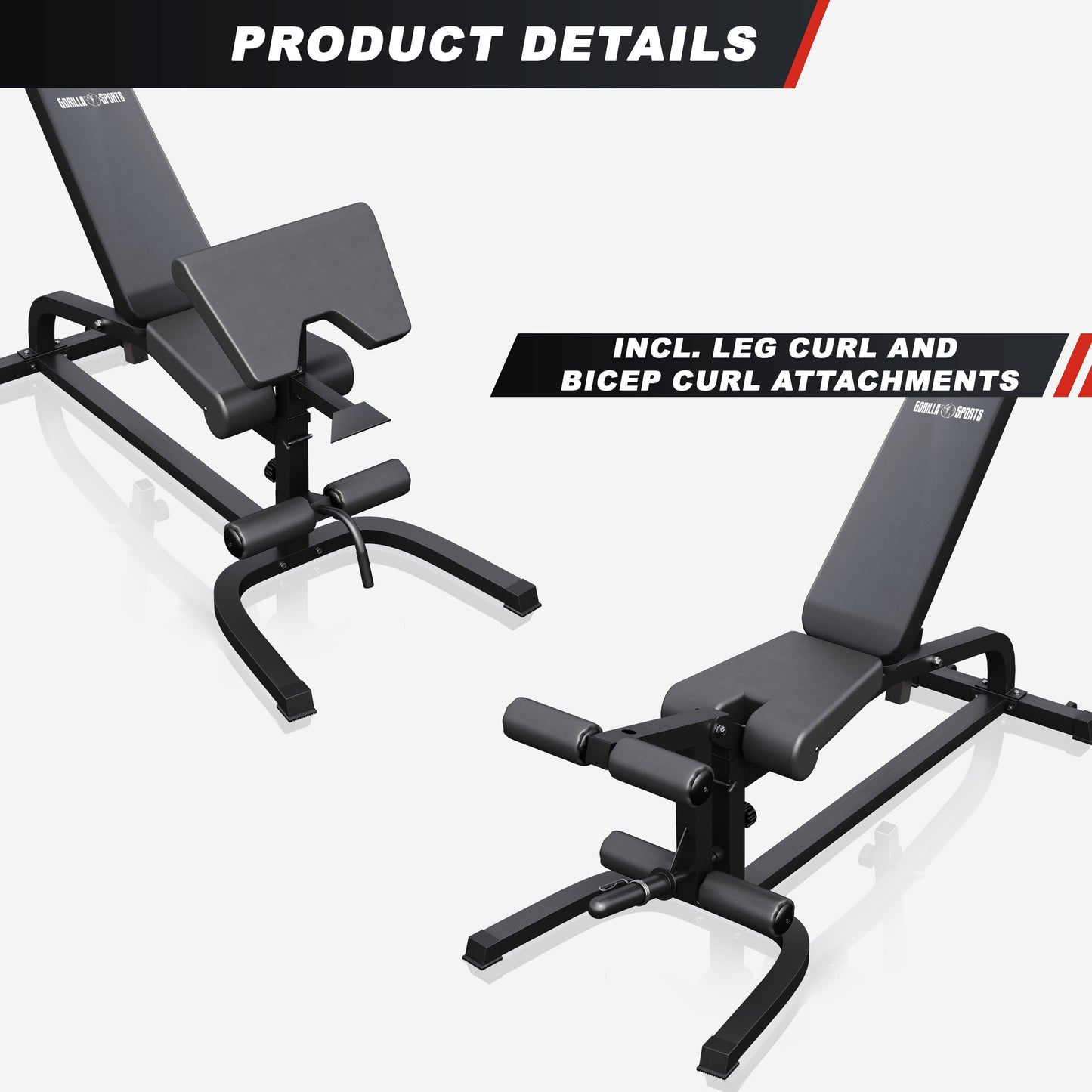 Banc inclinable réglable avec extension de jambes et pupitre à biceps