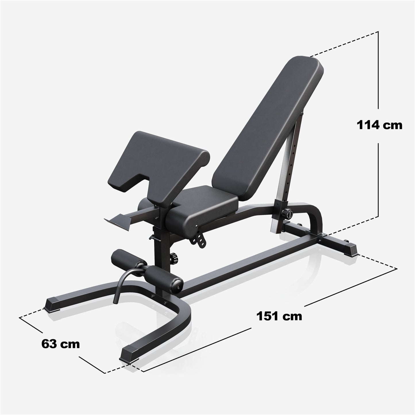 Banc inclinable réglable avec extension de jambes et pupitre à biceps
