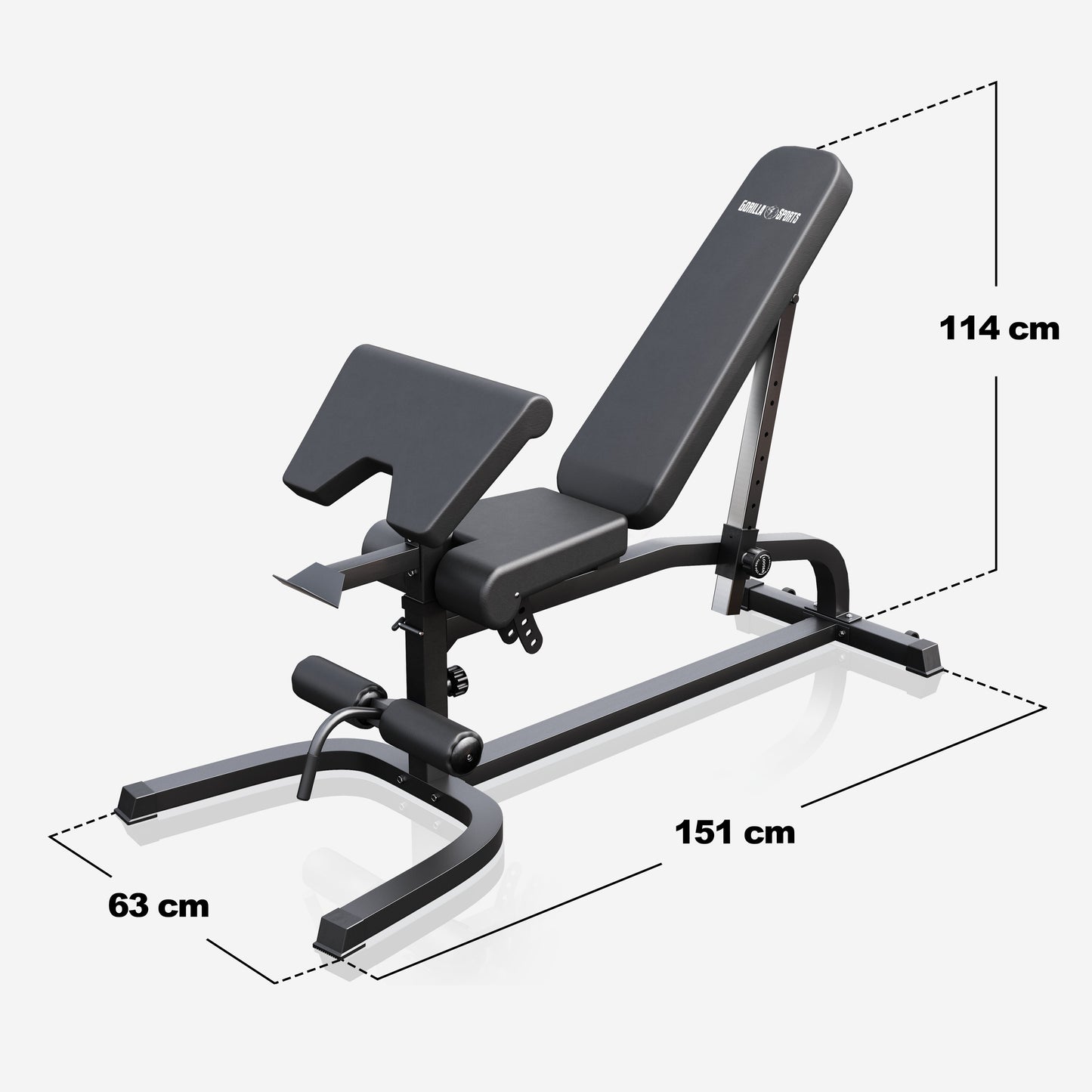 Banc inclinable réglable avec extension de jambes et pupitre à biceps
