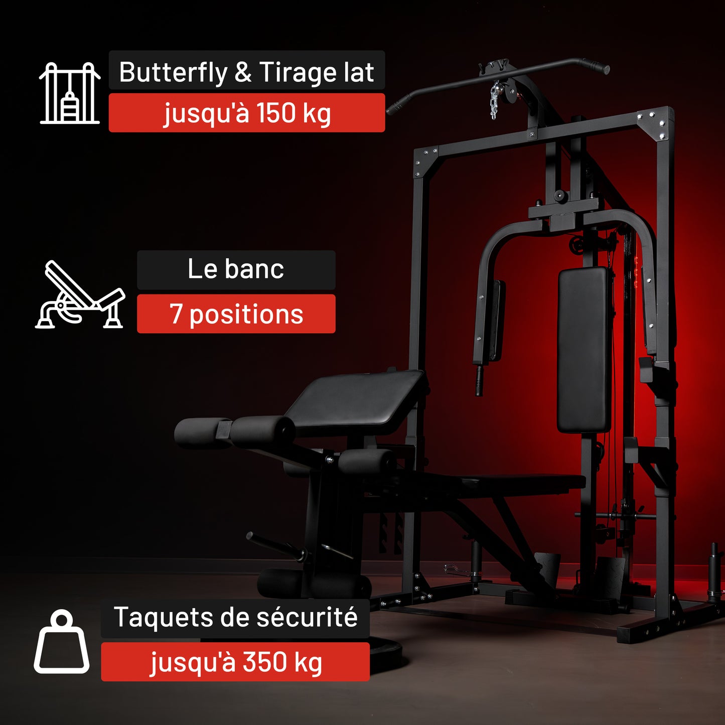 Home Gym avec banc de musculation réglable