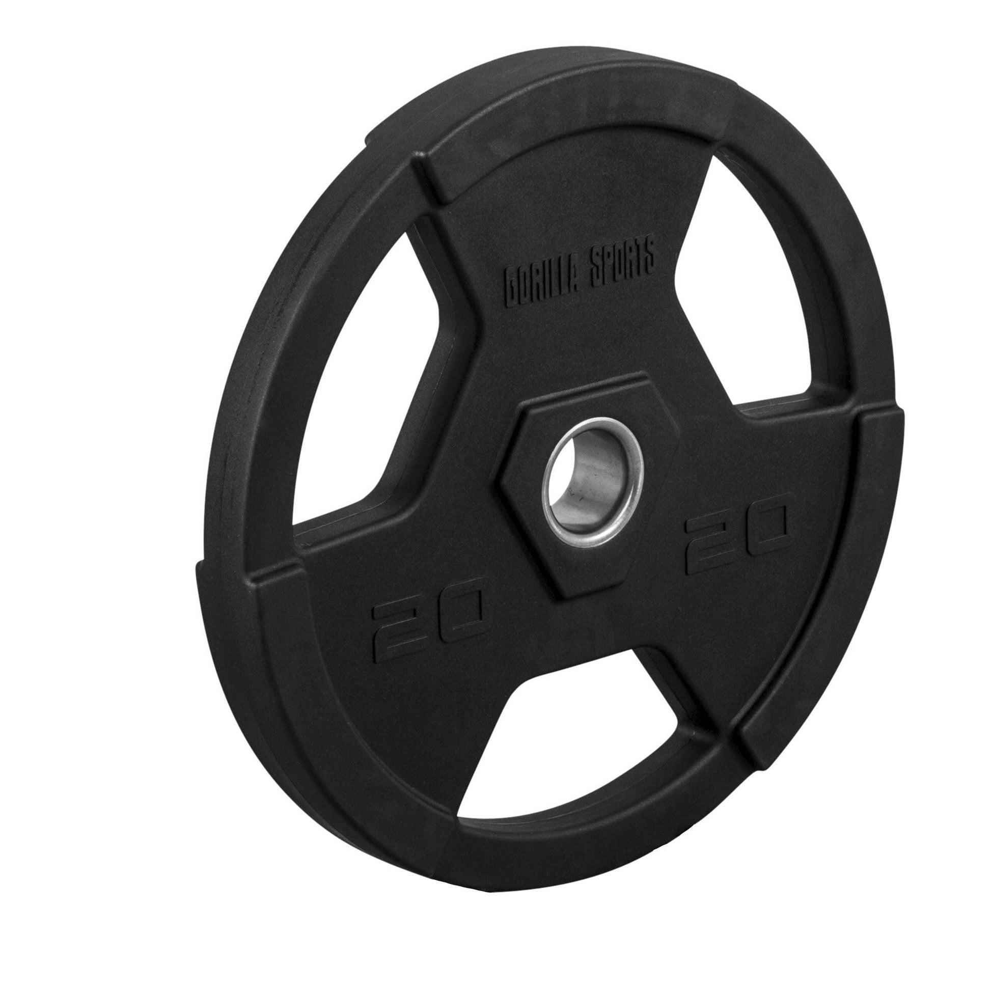 Set d'haltères longs olympiques en plastique avec poignées Gripper 130 kg - Gorilla Sports France
