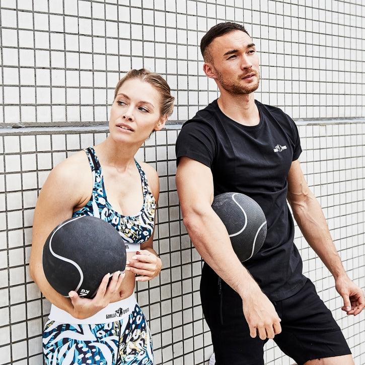 Médecine-ball noir/gris - Gorilla Sports France
