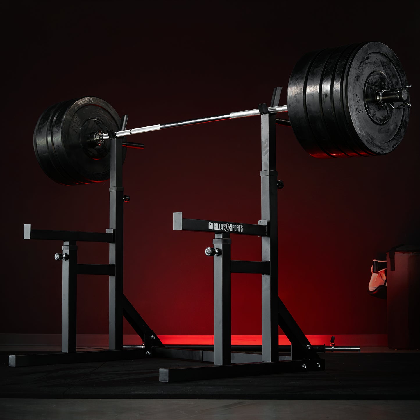 Set d'haltères longs olympiques avec rack à squat