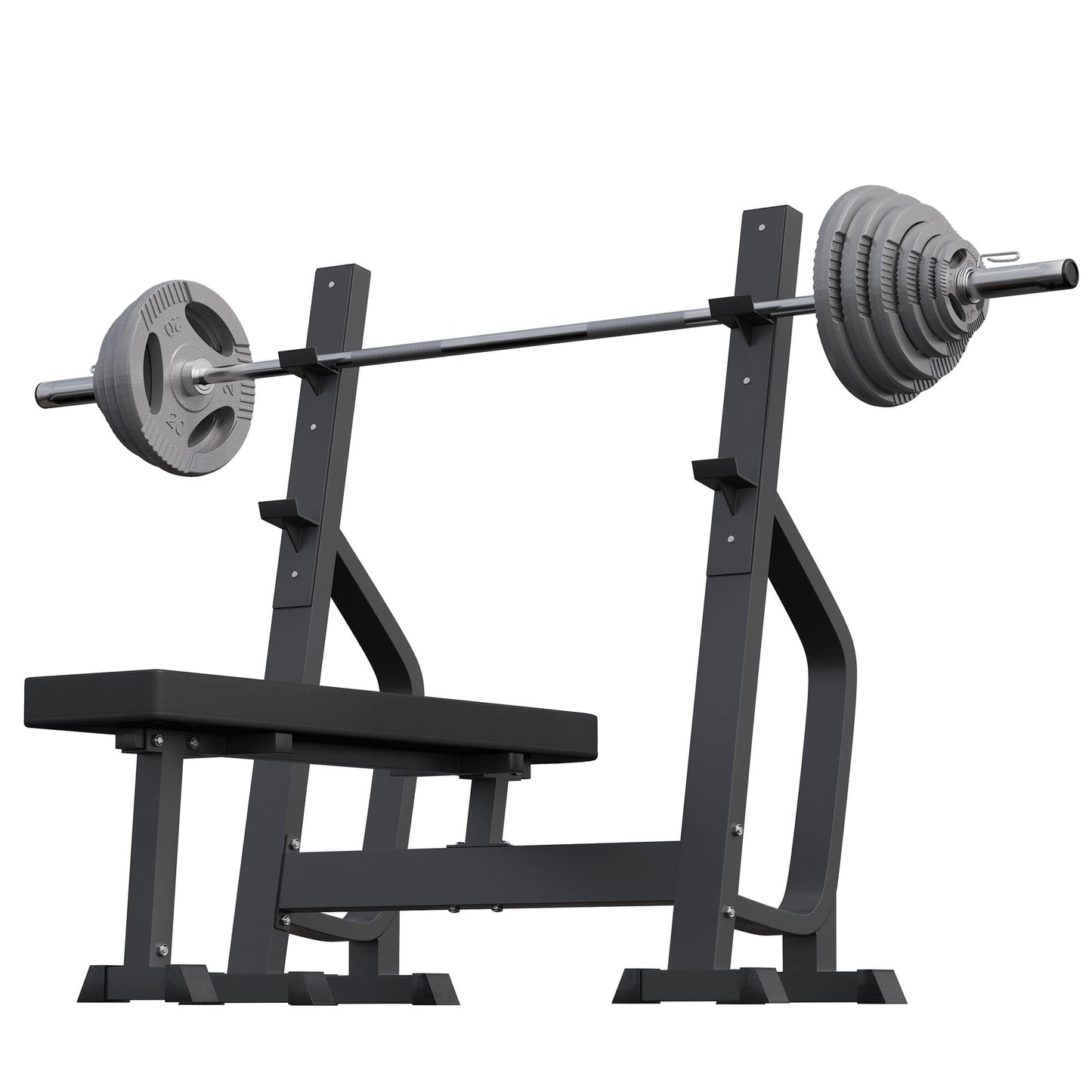 Banc de musculation avec support et set d'haltères olympiques 130 kg - Gorilla Sports France