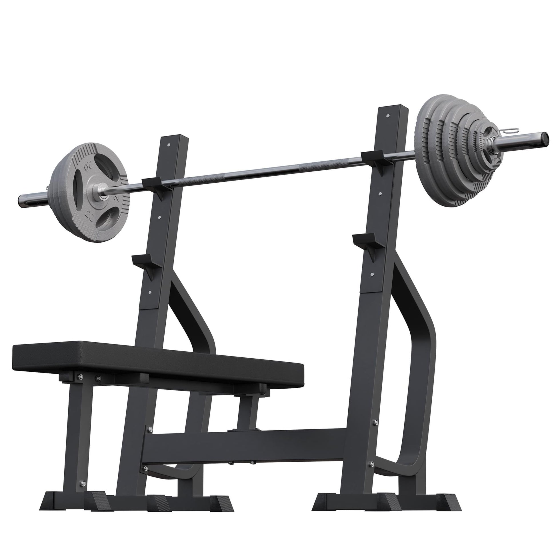 Banc de musculation avec support et set d'haltères olympiques 130 kg - Gorilla Sports France