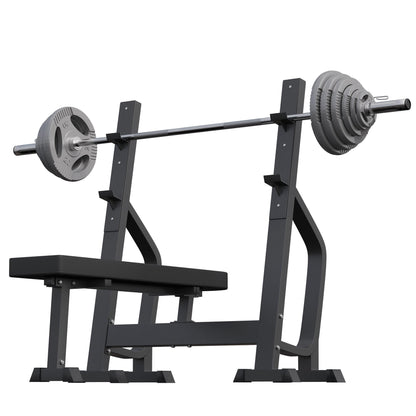 Banc de musculation avec support et set d'haltères olympiques 130 kg - Gorilla Sports France