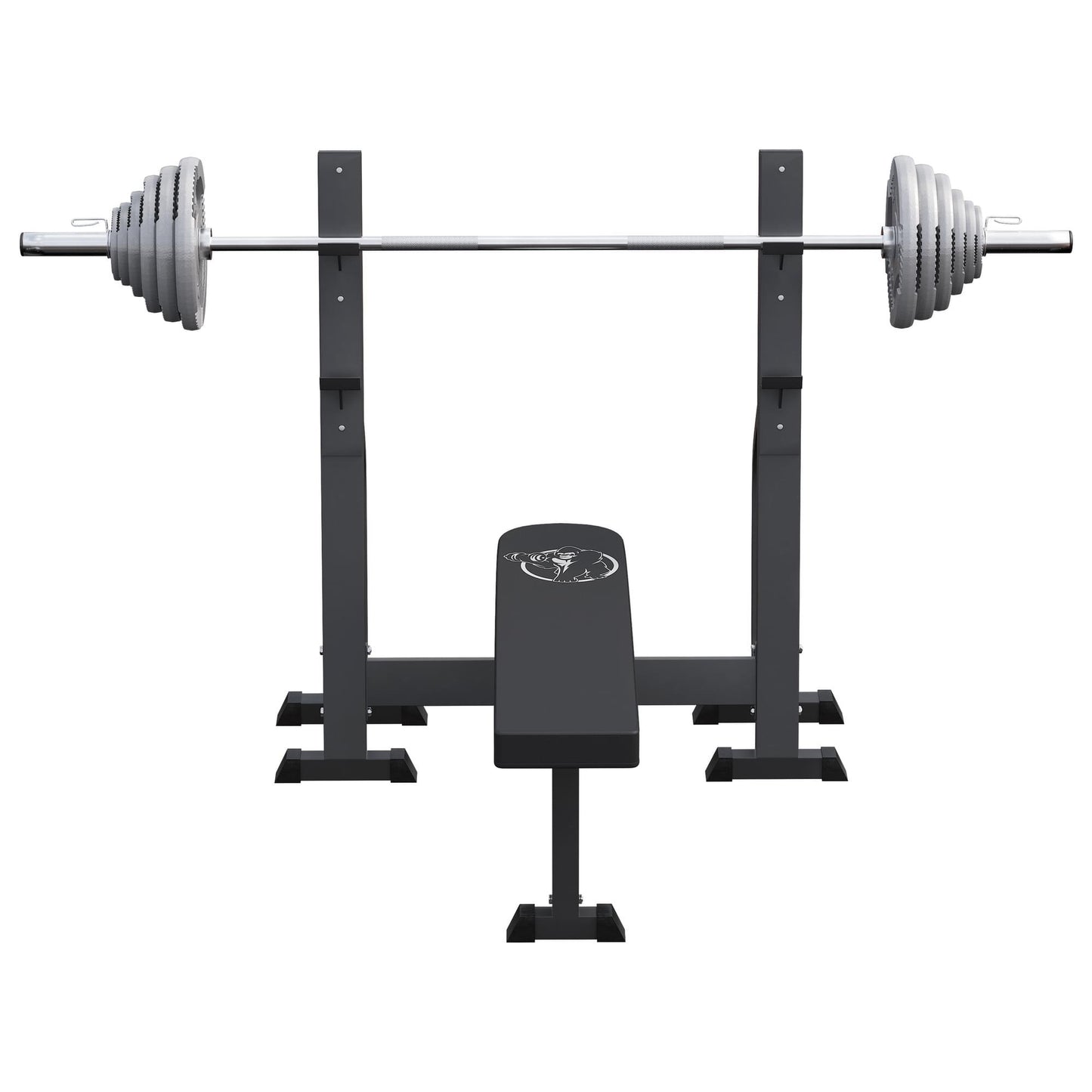 Banc de musculation avec support et set d'haltères olympiques 130 kg - Gorilla Sports France