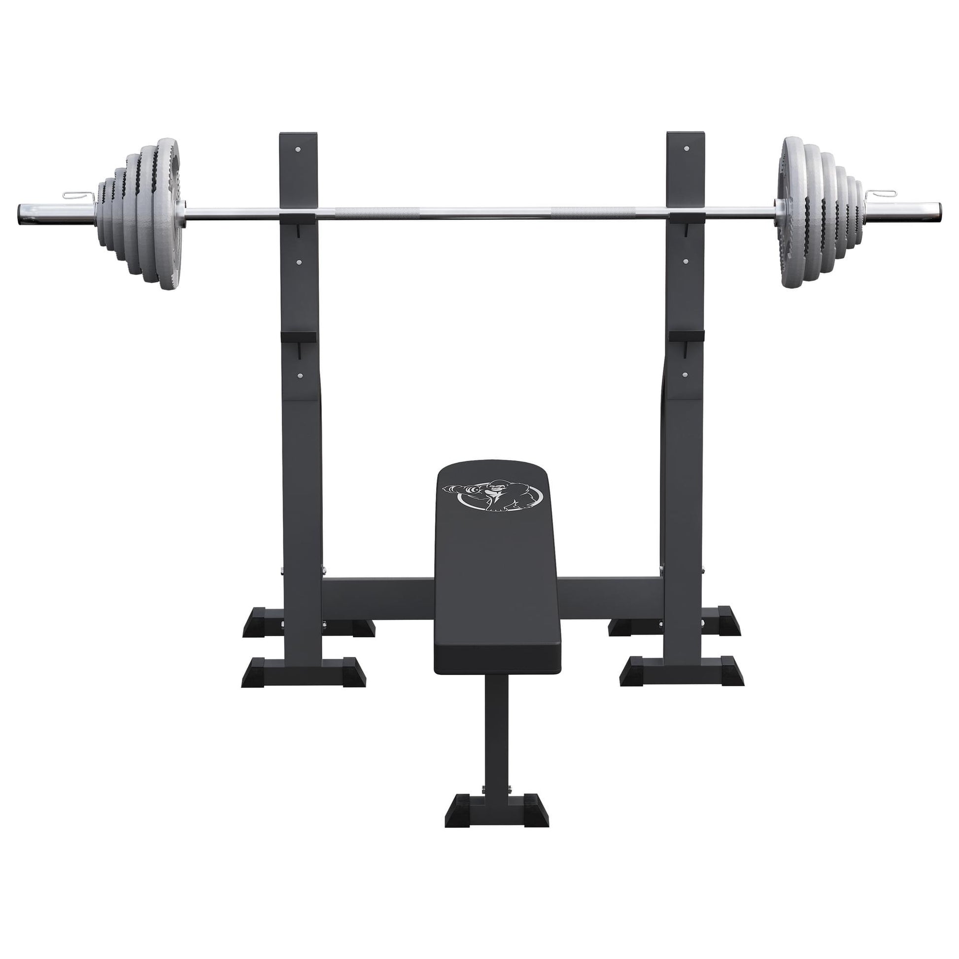 Banc de musculation avec support et set d'haltères olympiques 130 kg - Gorilla Sports France