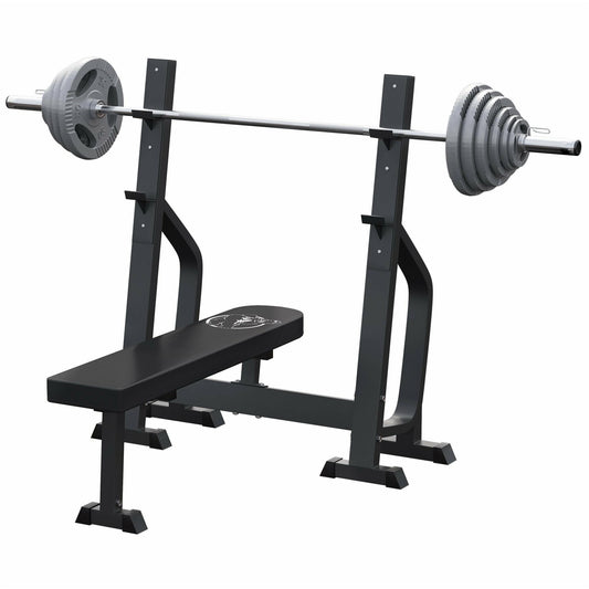 Banc de musculation avec support et set d'haltères olympiques 130 kg - Gorilla Sports France