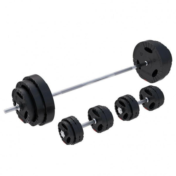 GYRONETICS® Set De Barres D'Haltères Longue 60 Kg - Barre Démontable 25 Mm Avec Disques 2x2kg, 2x5kg, 4x10kg - Musculation Fitness Maison