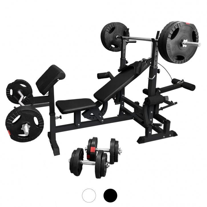 Stations de musculation universelle incluant un set d’haltères en plastique grip de 100 kg - Gorilla Sports France