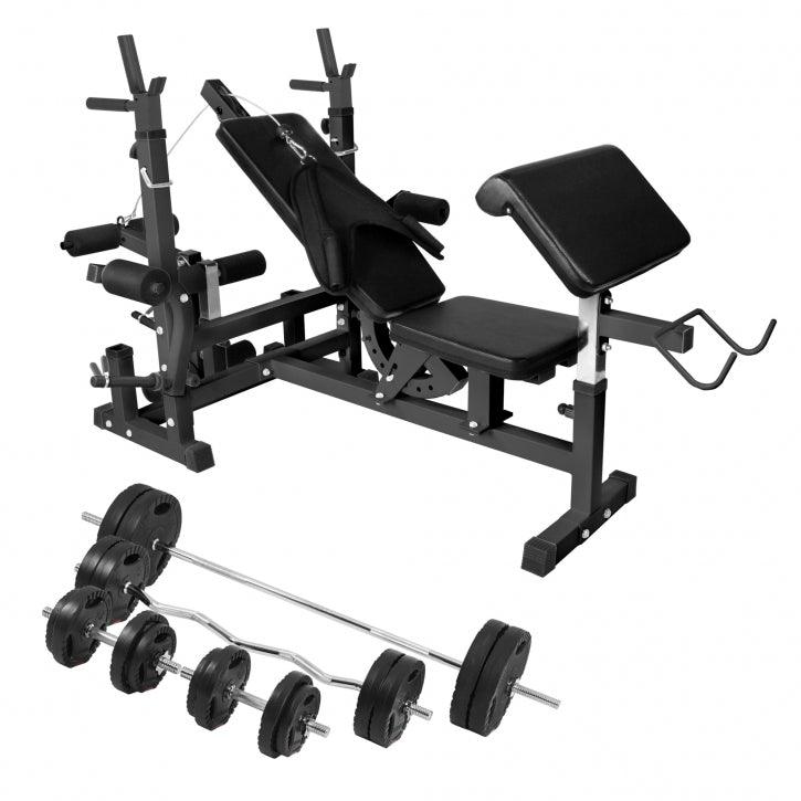 Stations de musculation universelle incluant un set d’haltères en plastique grip de 100 kg - Gorilla Sports France
