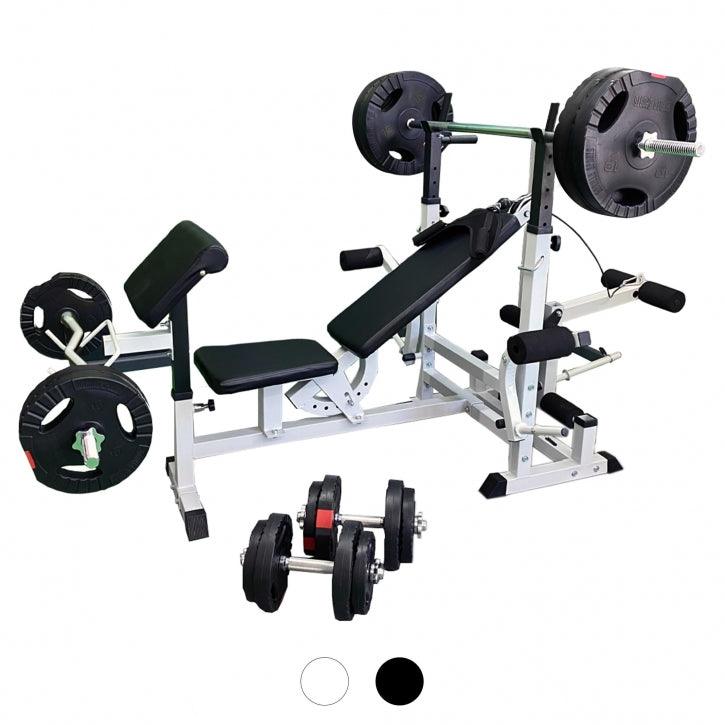 Stations de musculation universelle incluant un set d’haltères en plastique grip de 100 kg - Gorilla Sports France