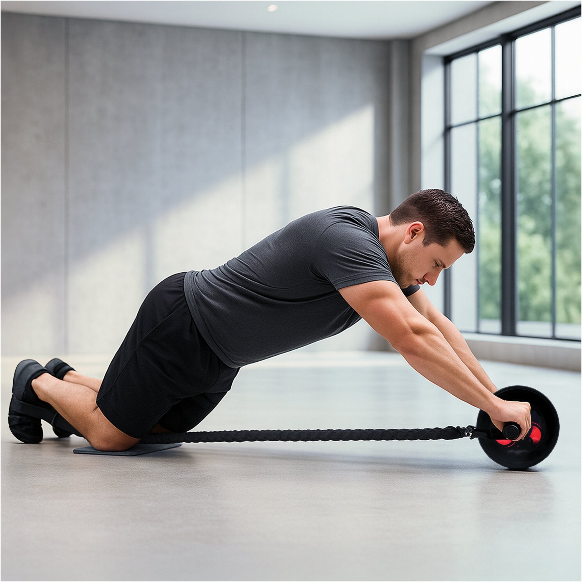 Roue à roulettes, kit de roues d'exercice 10 en 1 avec bandes de résistance, tapis de genou, corde à sauter, barre de pompes – Équipement de gym à domicile pour homme et Roue à roulettes, kit de roues d'exercice 10 en 1 avec bandes de résistance, tapis de genou, corde à sauter, barre de pompes – Équipement de gym à domicile pour homme et
