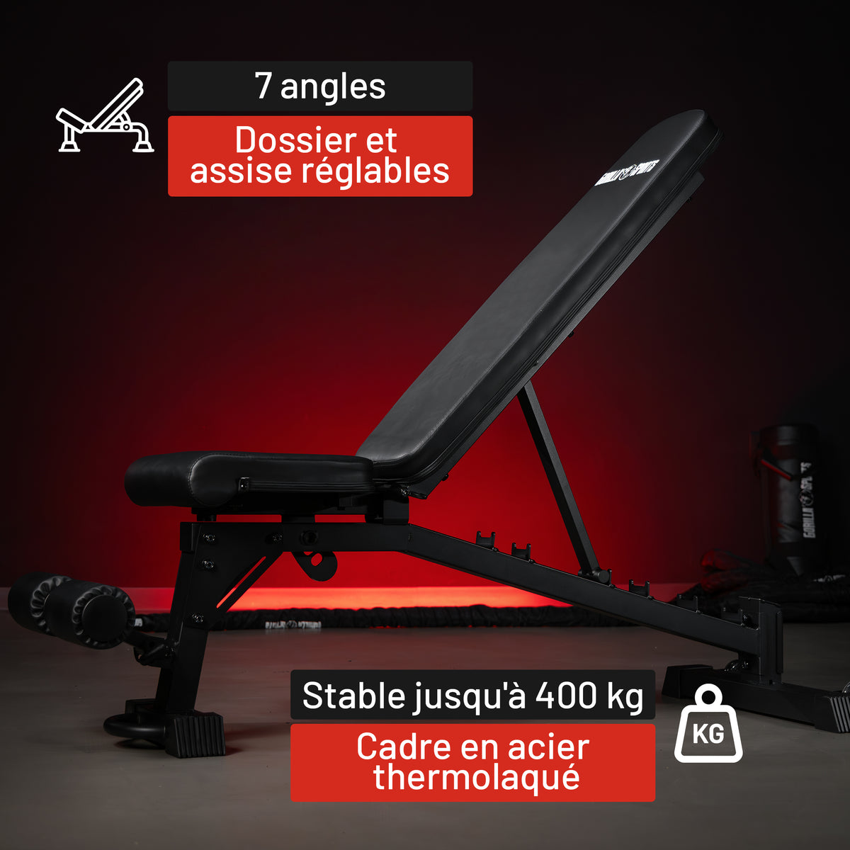 Banc de musculation réglable Noir