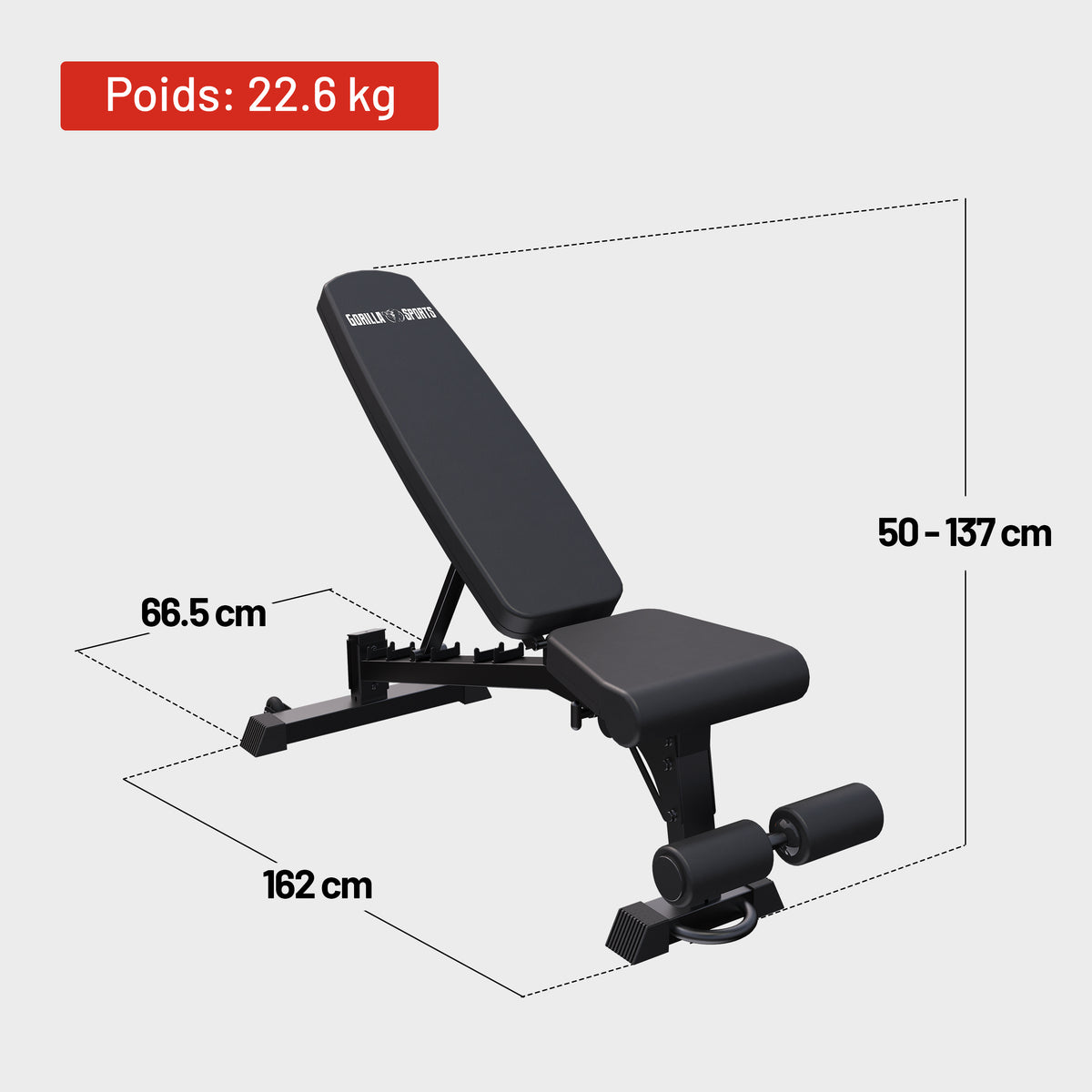 Banc de musculation réglable Noir