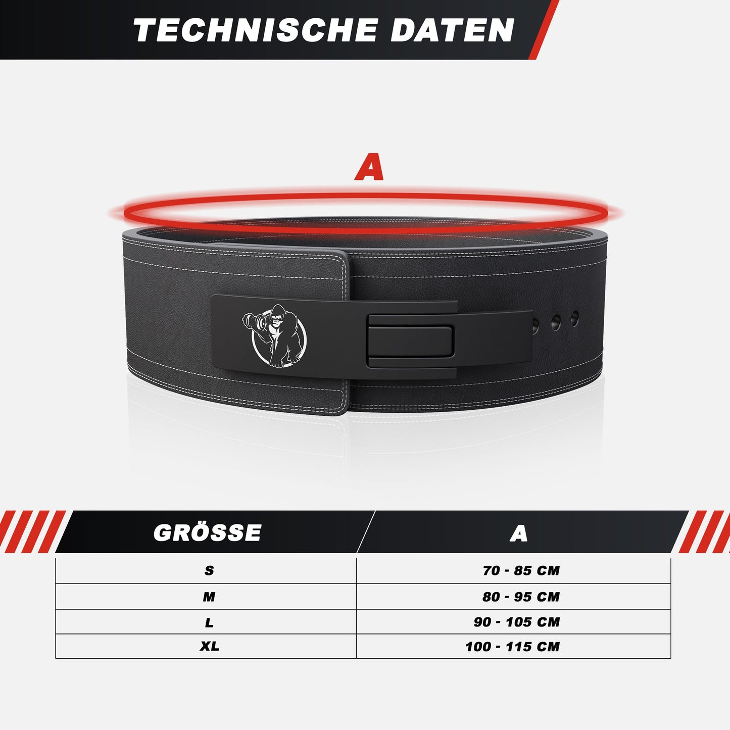 Gewichthebergürtel Leder 10 mm S - XL