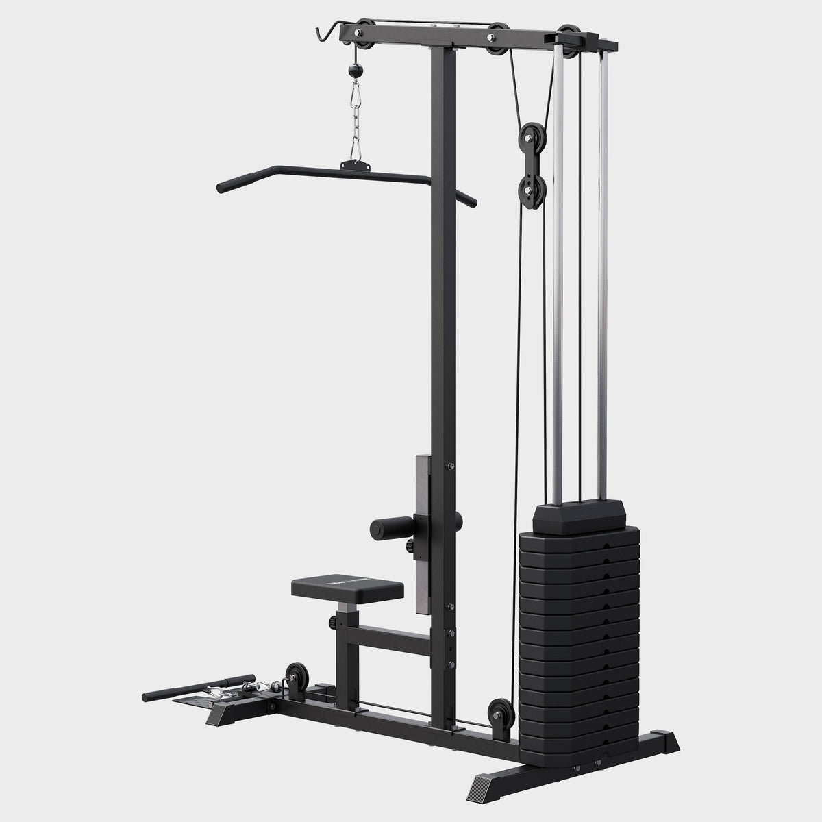 Lat machine multifonction avec bloc de poids de 80 kg – noire