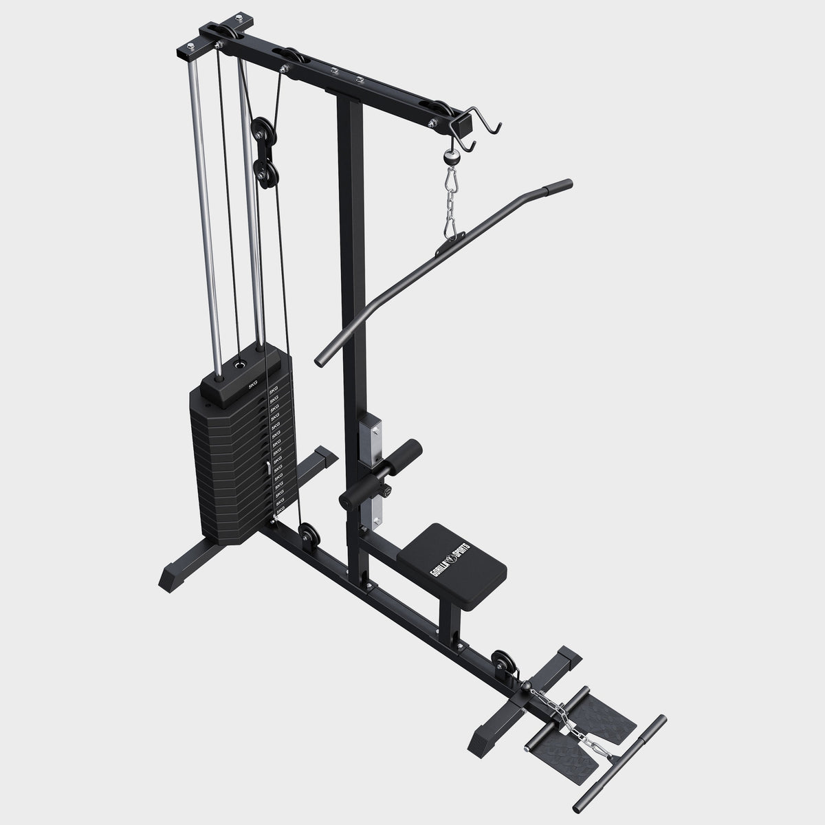 Lat machine multifonction avec bloc de poids de 80 kg – noire