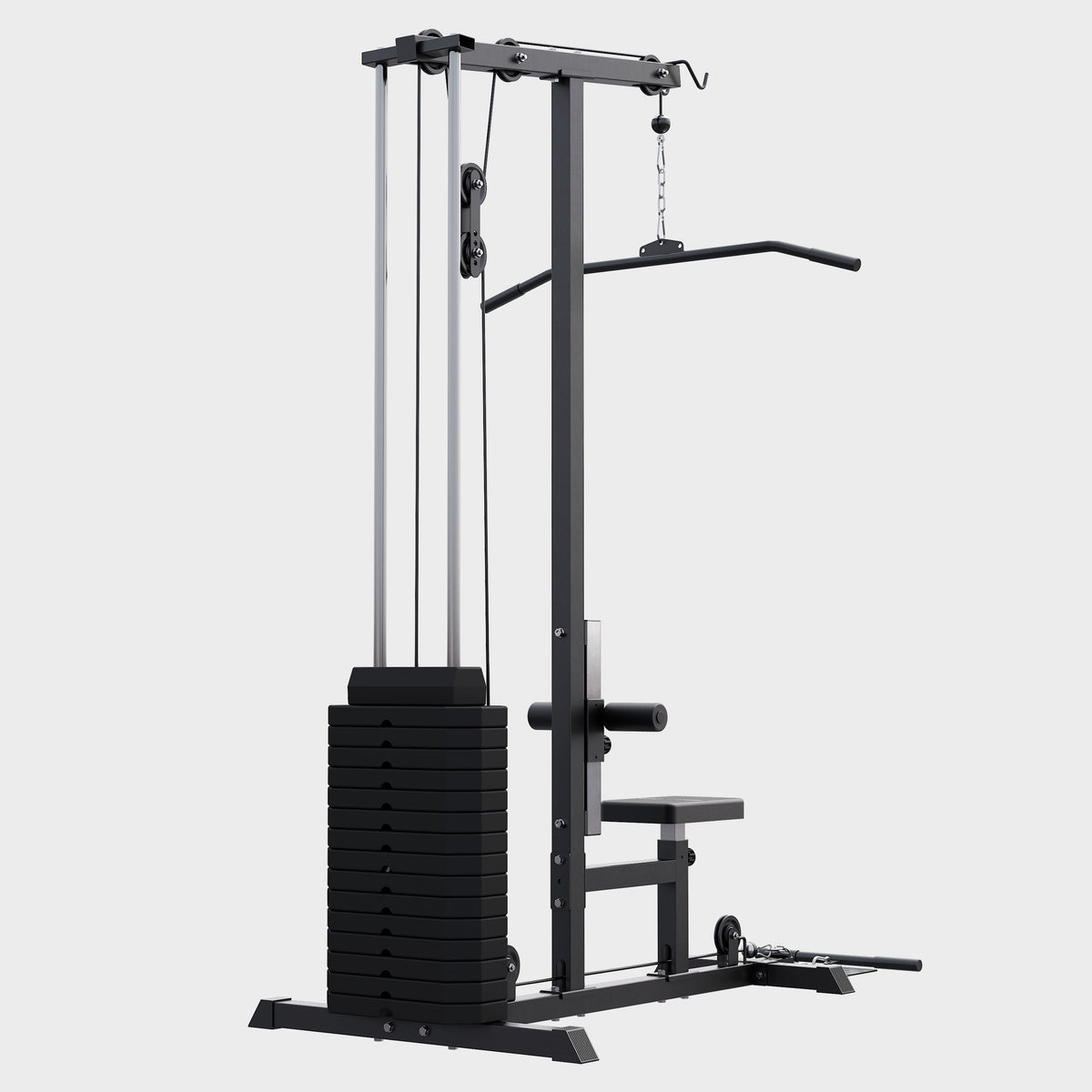 Lat machine multifonction avec bloc de poids de 80 kg – noire