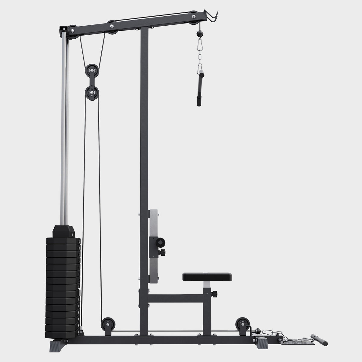 Lat machine multifonction avec bloc de poids de 80 kg – noire