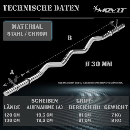 Barre curl SZ 130 cm