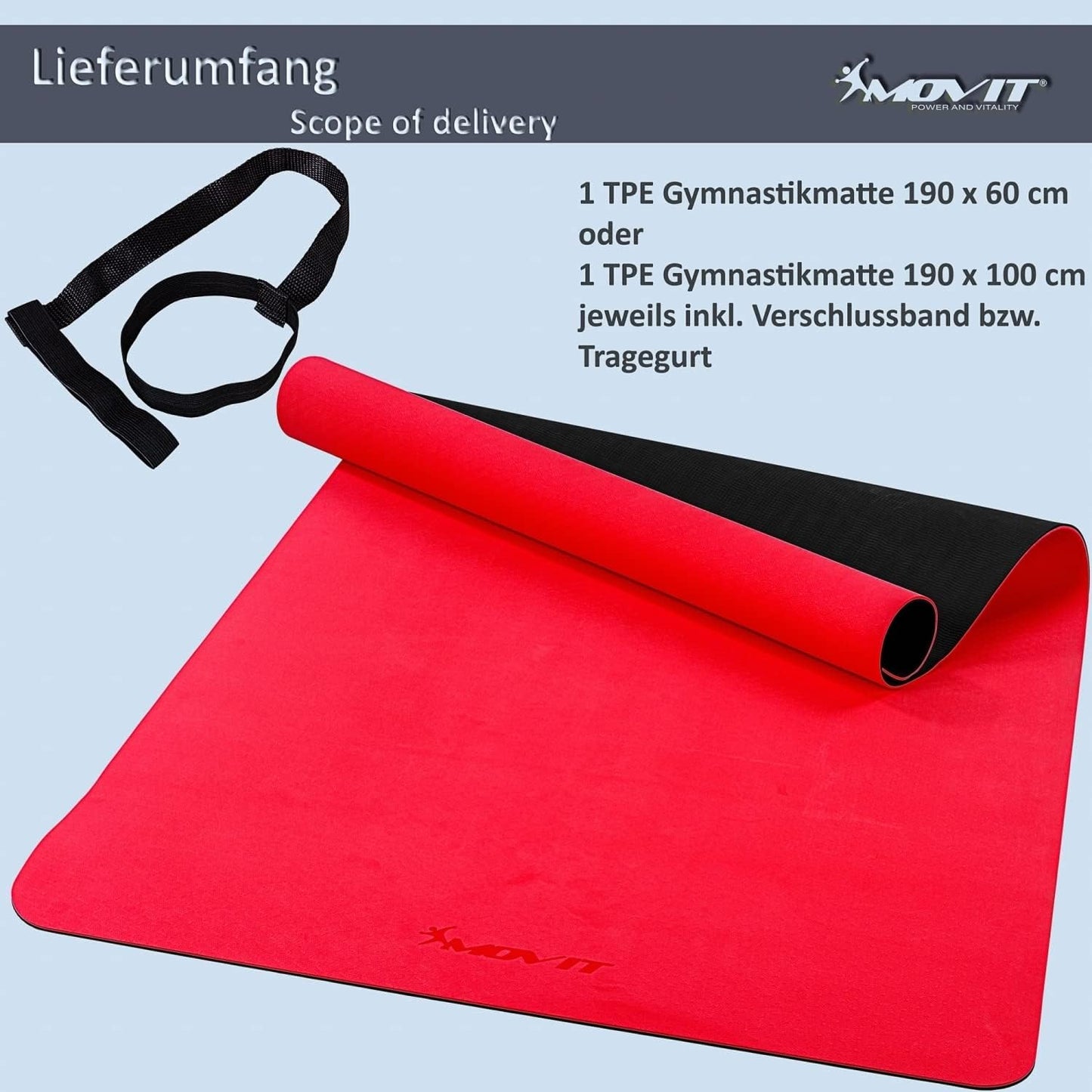 Tapis de gymnastique 190 x 100 cm en différentes couleurs