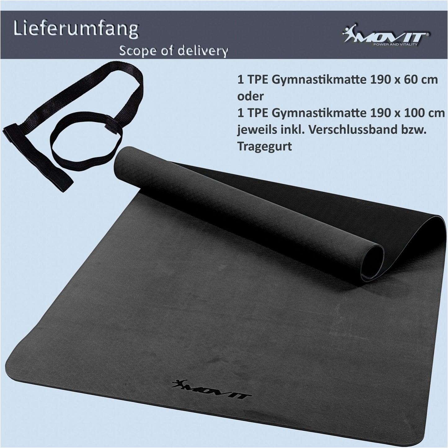 Tapis de gymnastique 190 x 100 cm en différentes couleurs